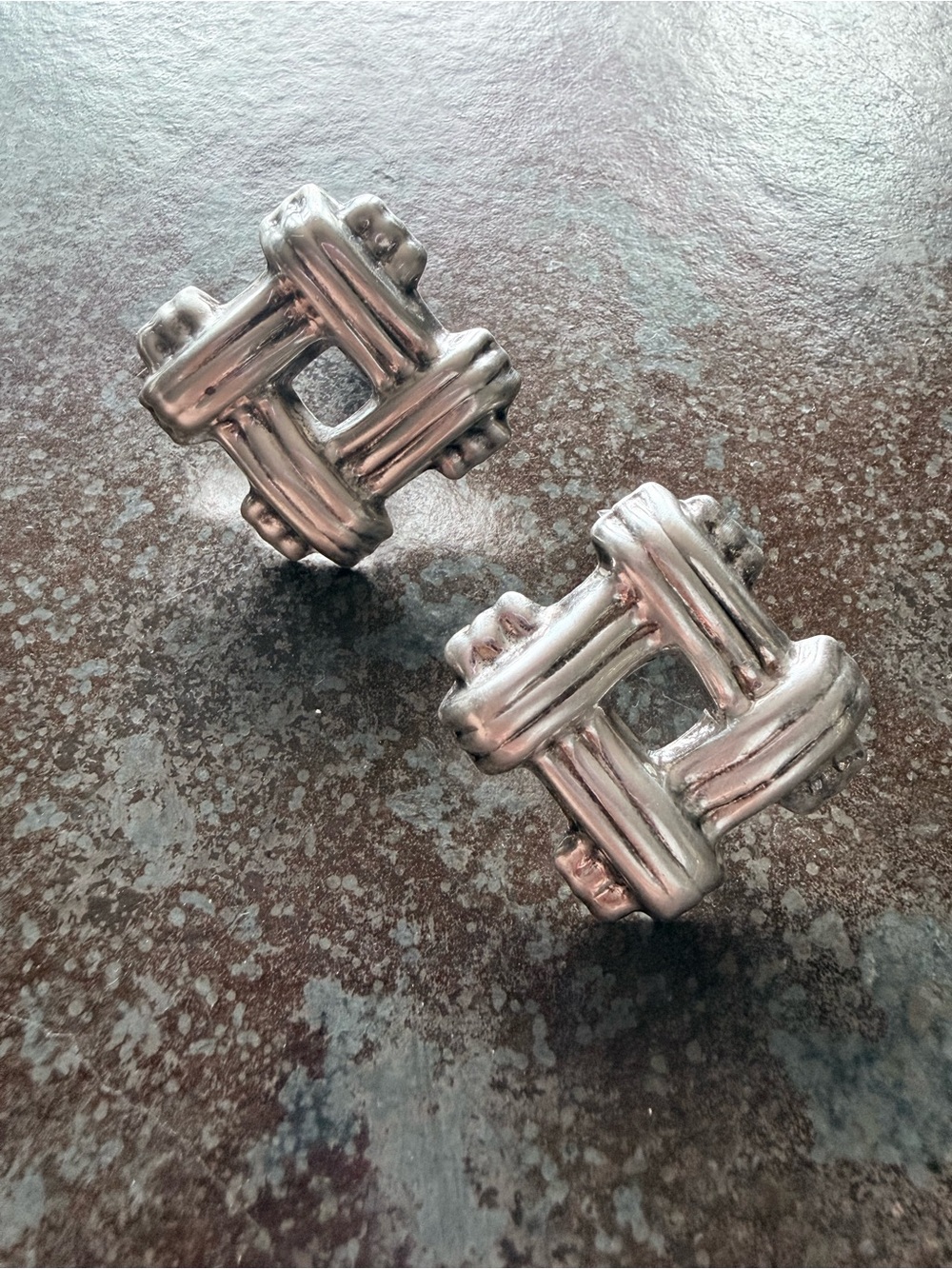 VINTAGE TAXCO MEXICO STERLING SILVER 925 
BASKETWEAVE Y2K CLIP ON EARRING 22 Gms